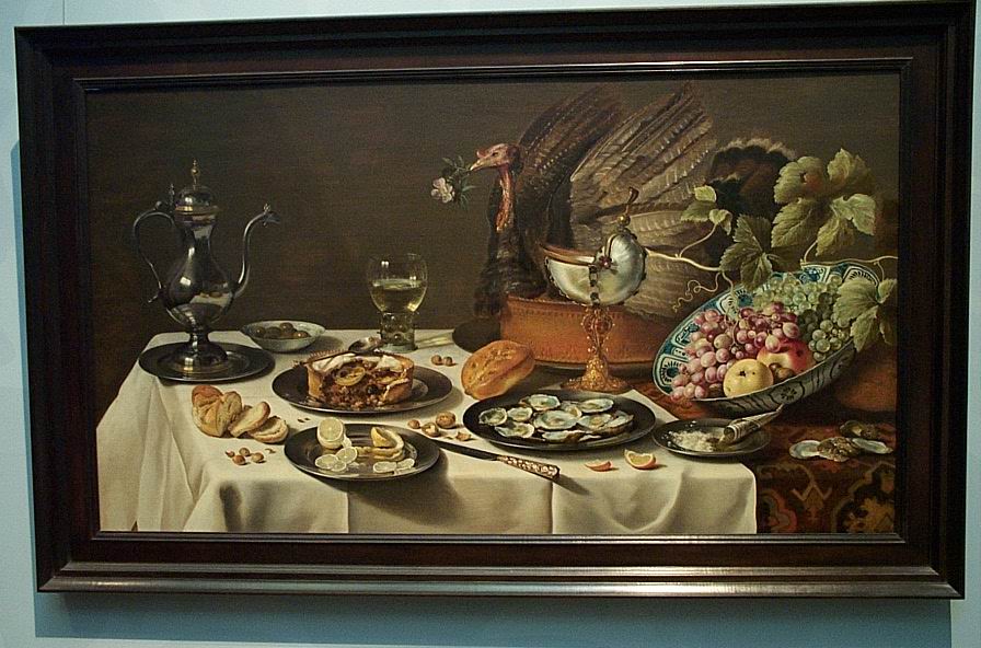 Stilleven met kalkoenpastei van Pieter Claesz (1627)